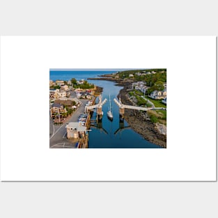 Sailboat Passing Perkins Cove Drawbridge Posters and Art